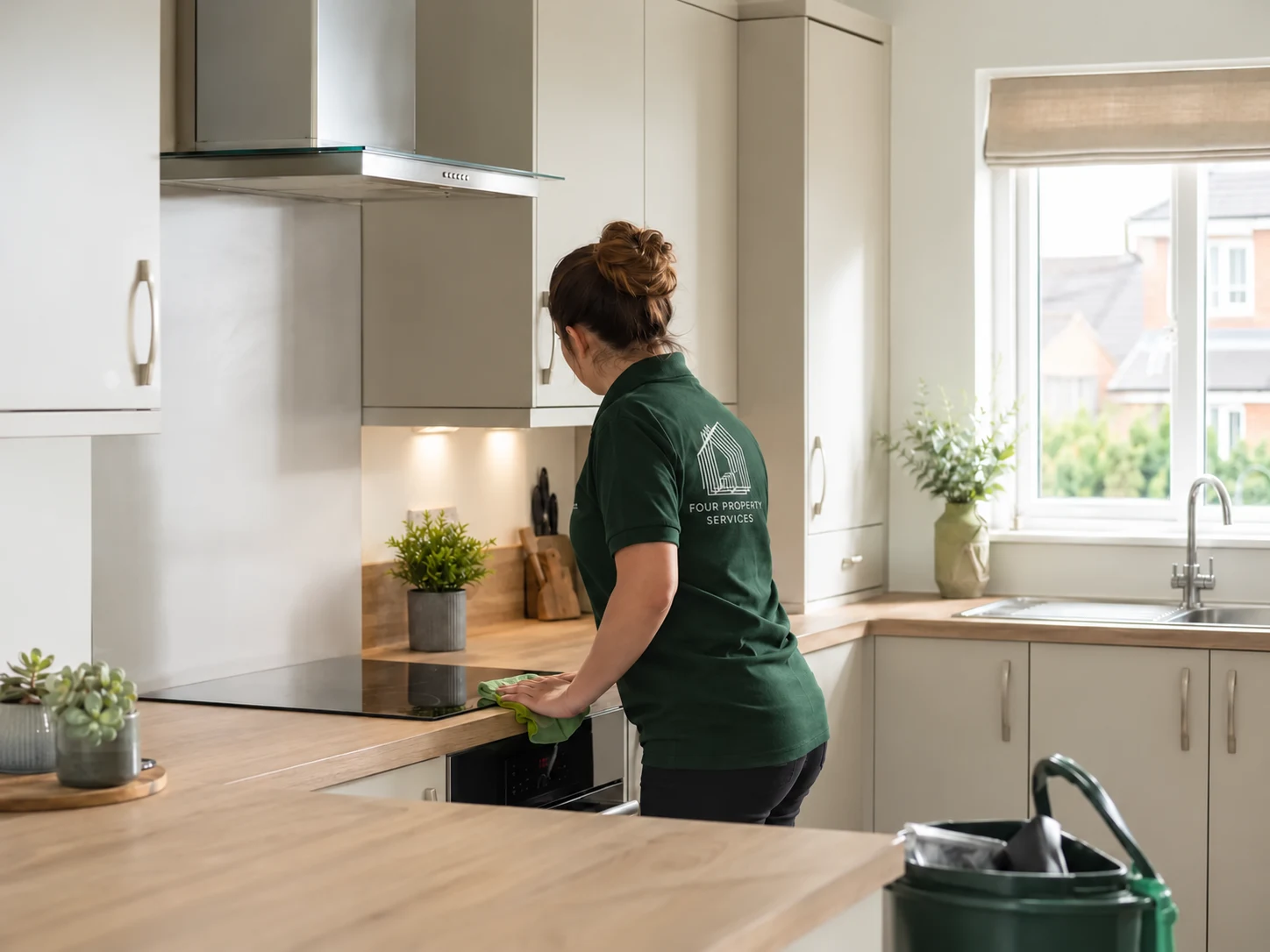 Cleaning service illustration with FOUR branded uniform